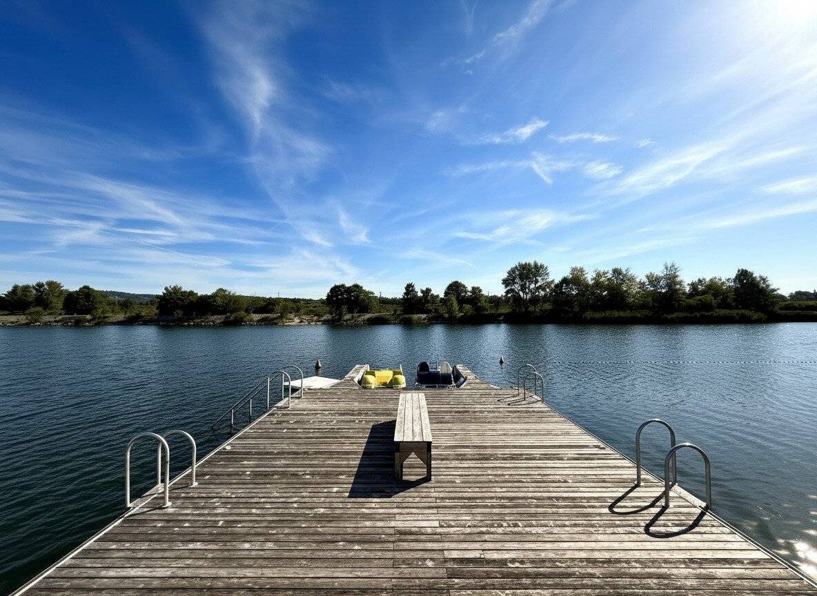 Top floor apartment by the water with jetty