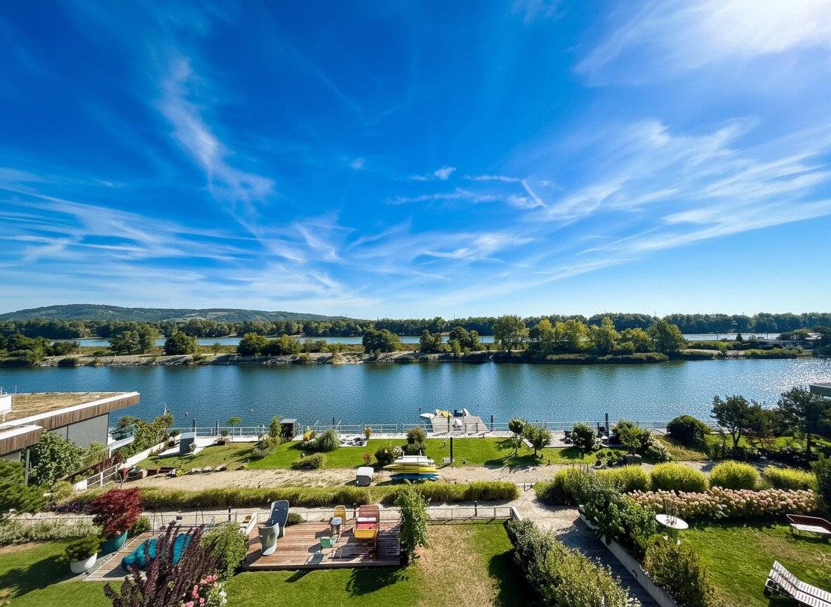 Top floor apartment by the water with jetty
