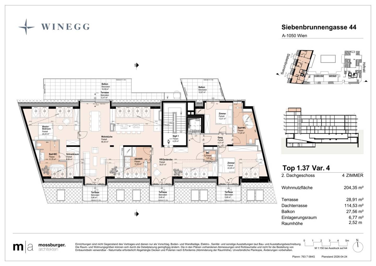 Newly built apartment with terraces near Naschmarkt