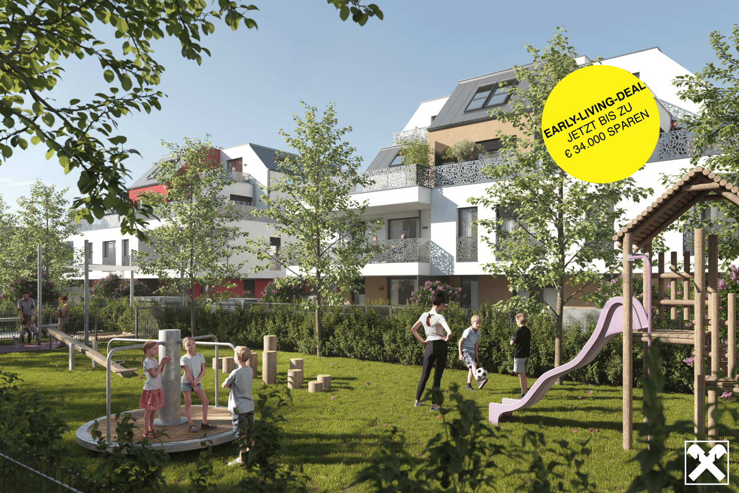 New build apartment with private garden and terrace