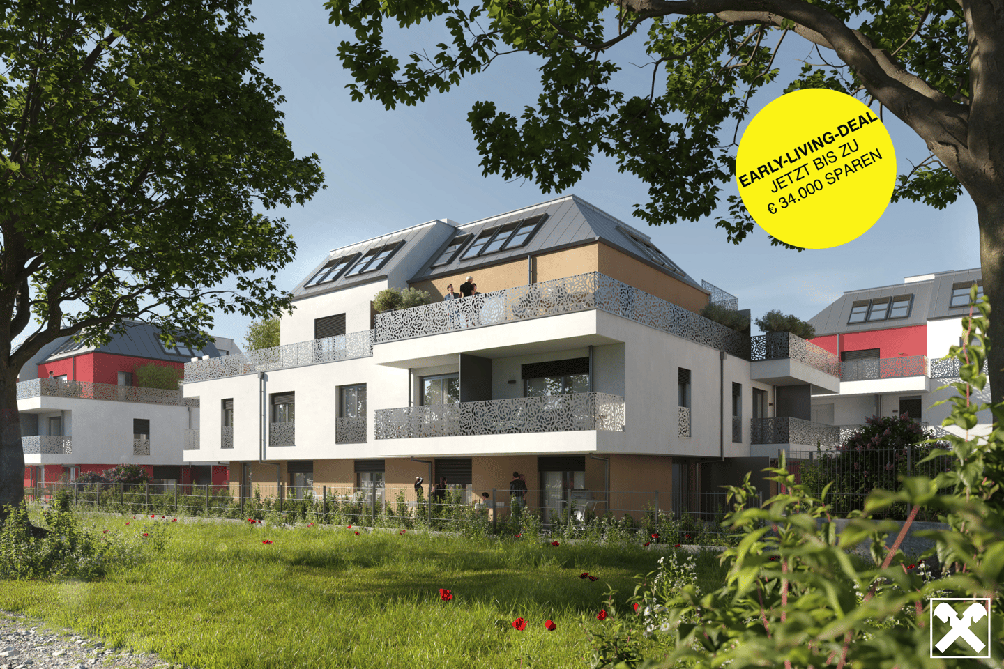 Apartment with large terrace in green area