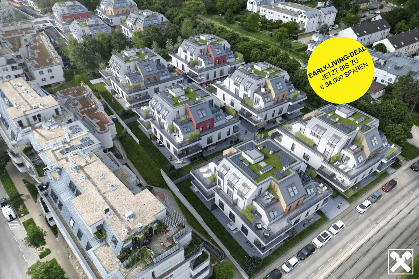 Apartment with large terrace in green area