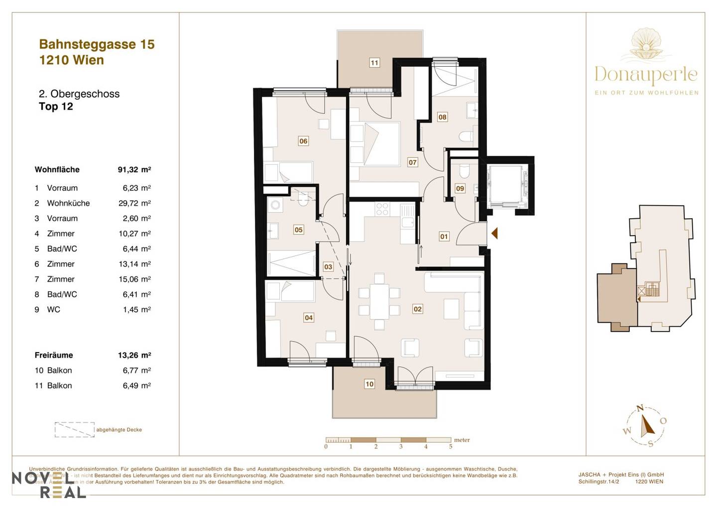 Apartment new build terrace park view