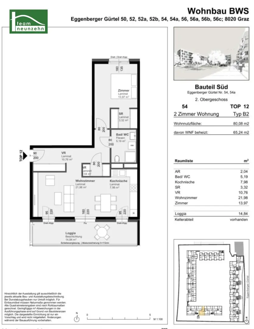 Wohnung mit Loggia zentral nahe Bahnhof