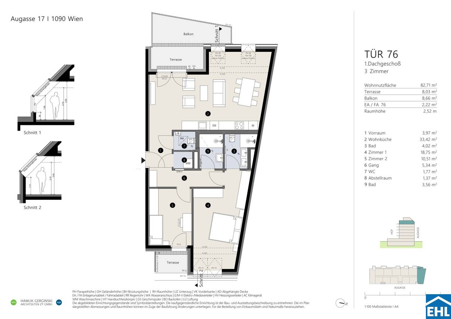 Vorsorgewohnung in Wien 9., Augasse 17 – 3 Zimmer, Balkon, 83,74 m²