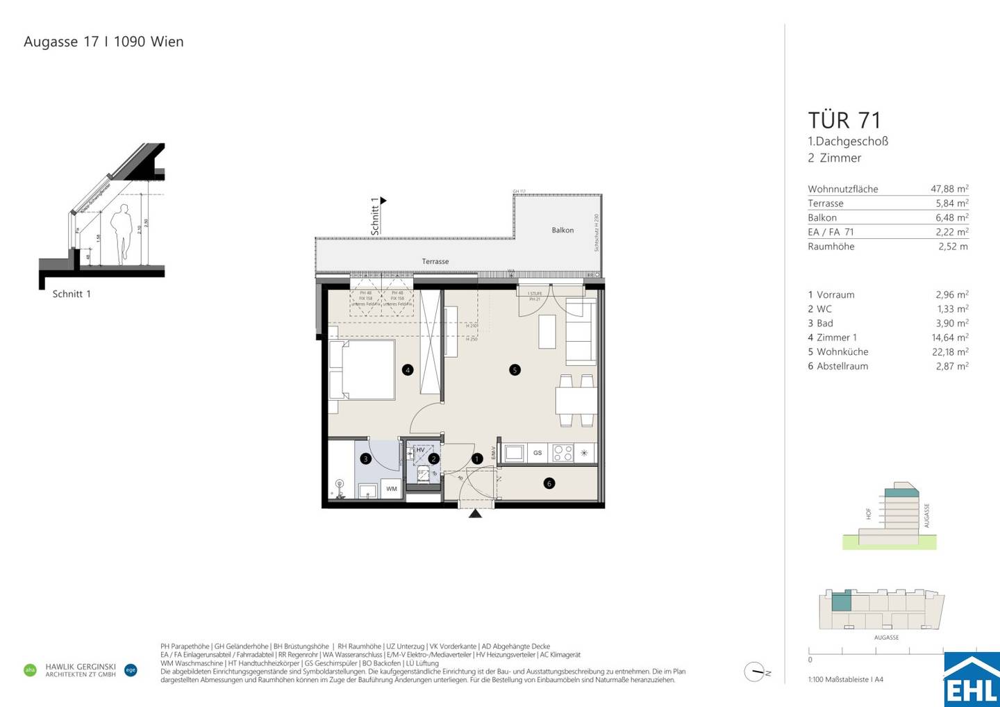 2-Zimmer-Wohnung in Wien 9. Augasse 17 – Balkon, Erstbezug – Neubau