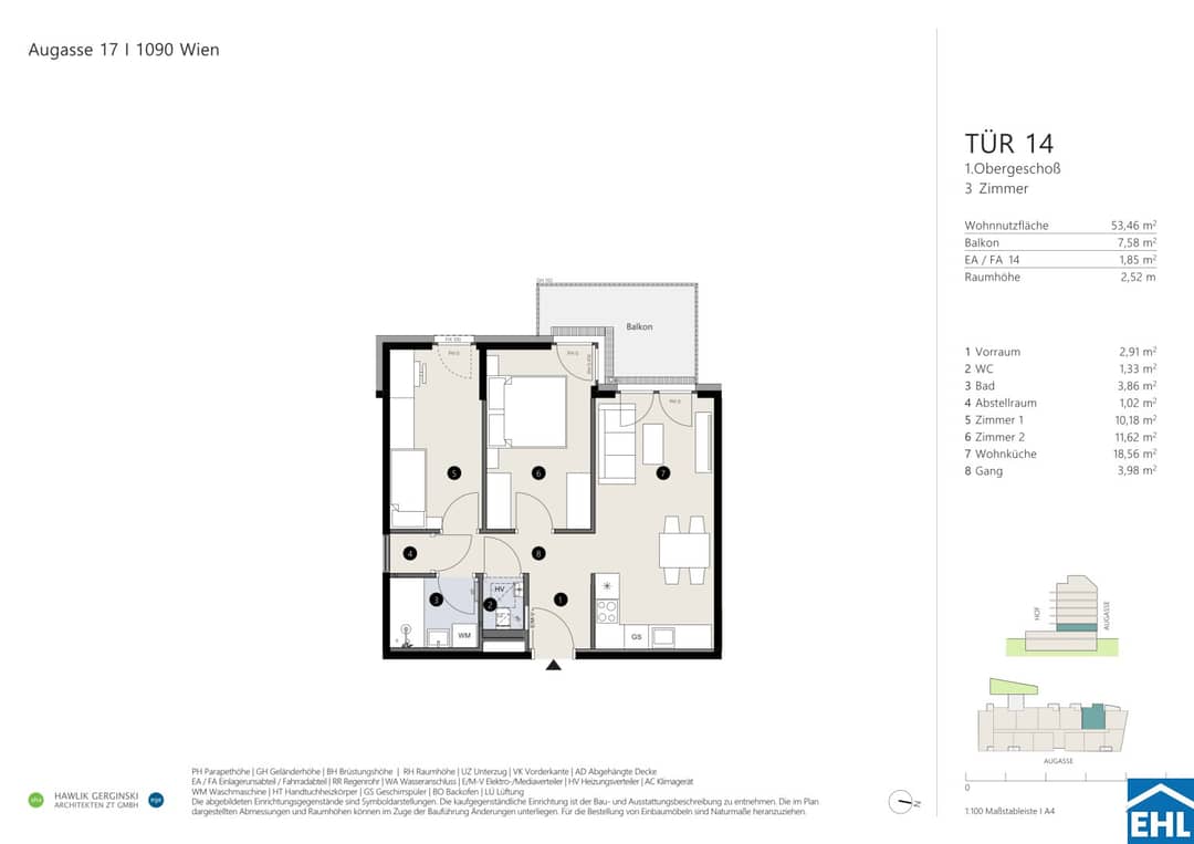 Neubau 3-Zimmer-Wohnung in Wien 9. Bezirk mit Balkon nahe Park