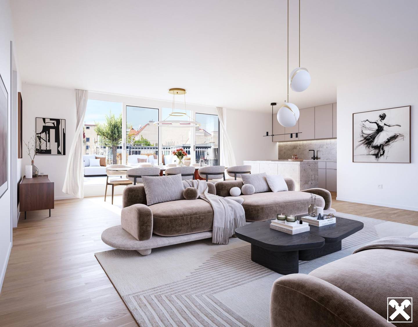 New build apartment with loggia and balcony