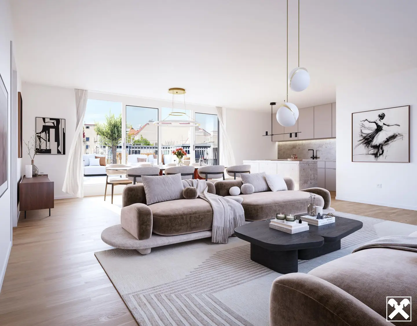 New build apartment with outdoor spaces