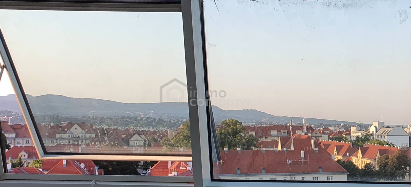 Old building apartment with balcony and Vienna view