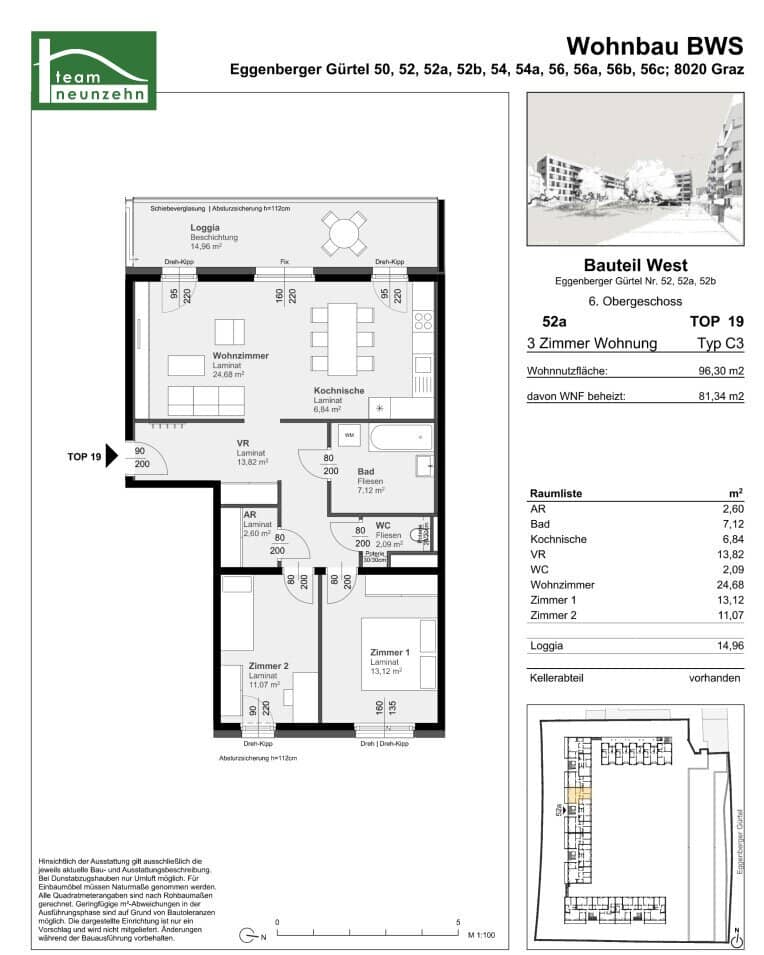 Apartment near the main station with a spacious loggia