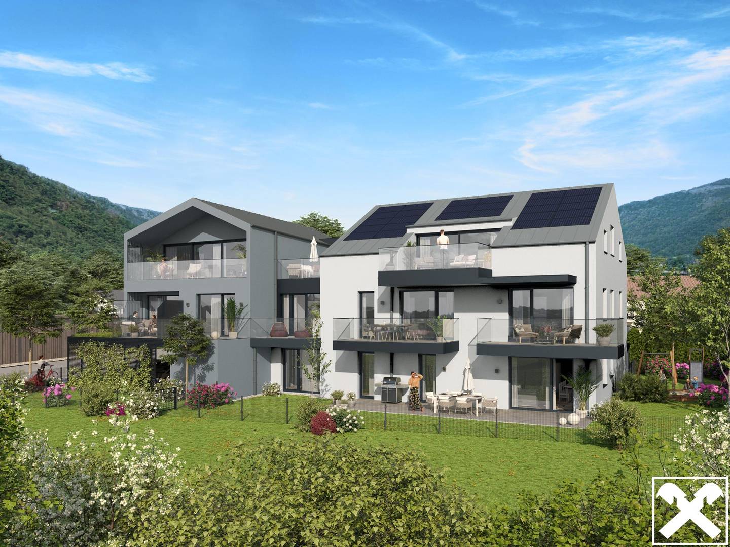Attic apartment with two terraces in a central location near the lake