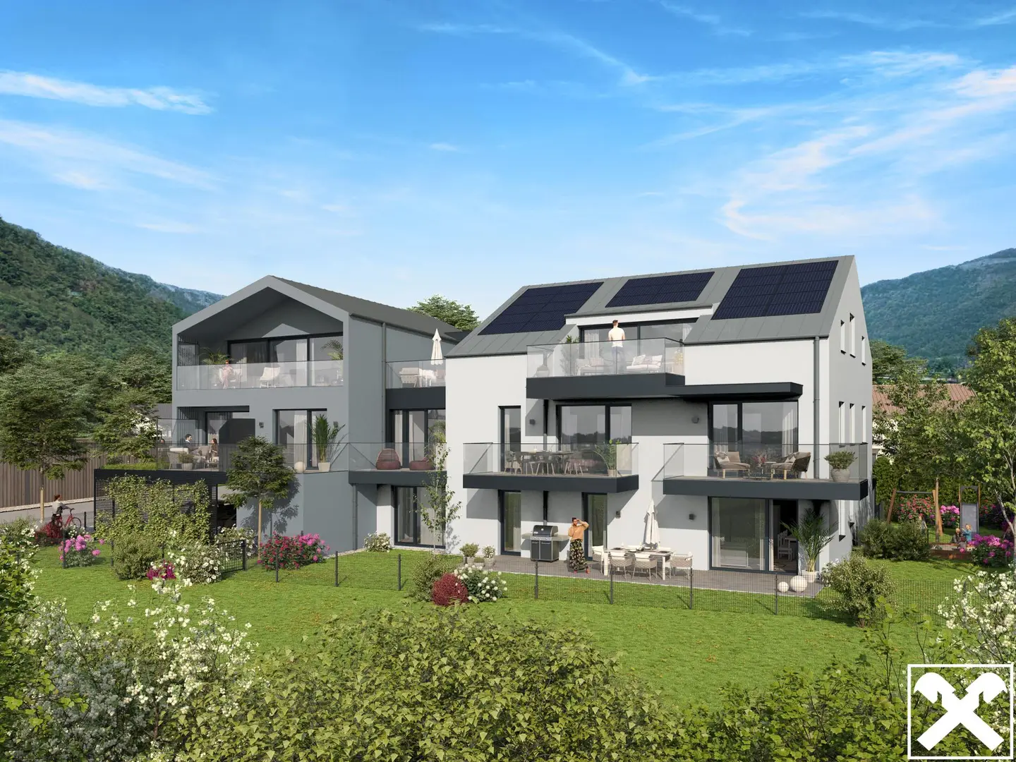 Attic apartment with two terraces in a central location near the lake