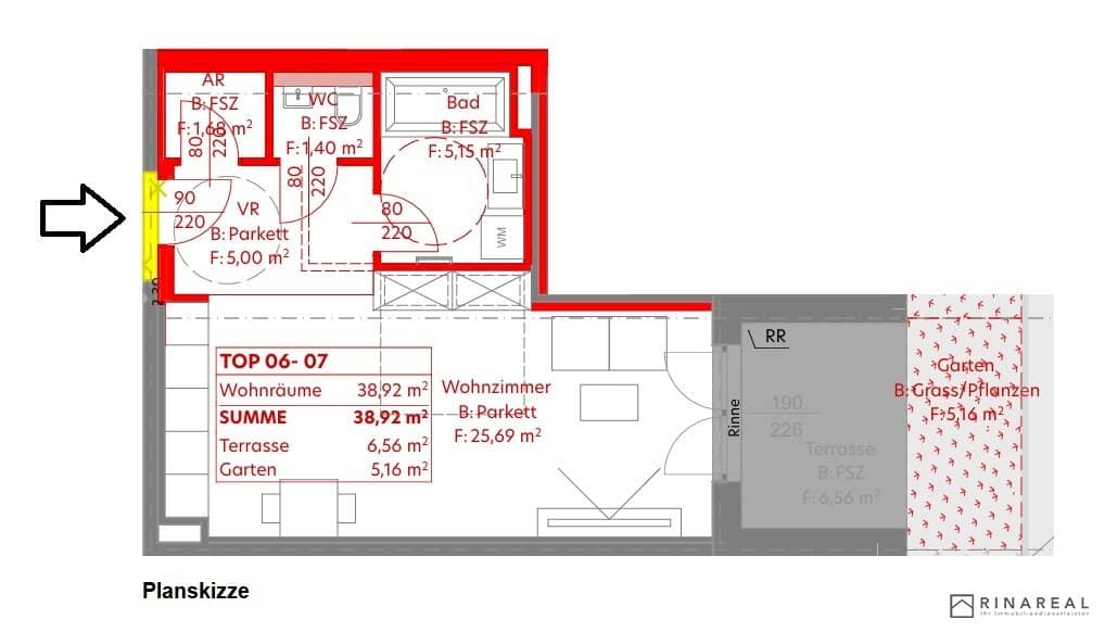 Wohnung mit Garten und Terrasse Neubau