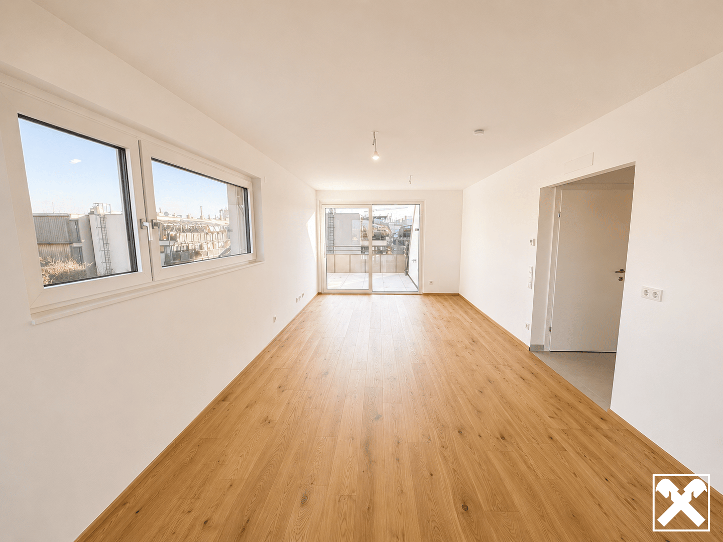 Apartment with two terraces bright living area near the Danube
