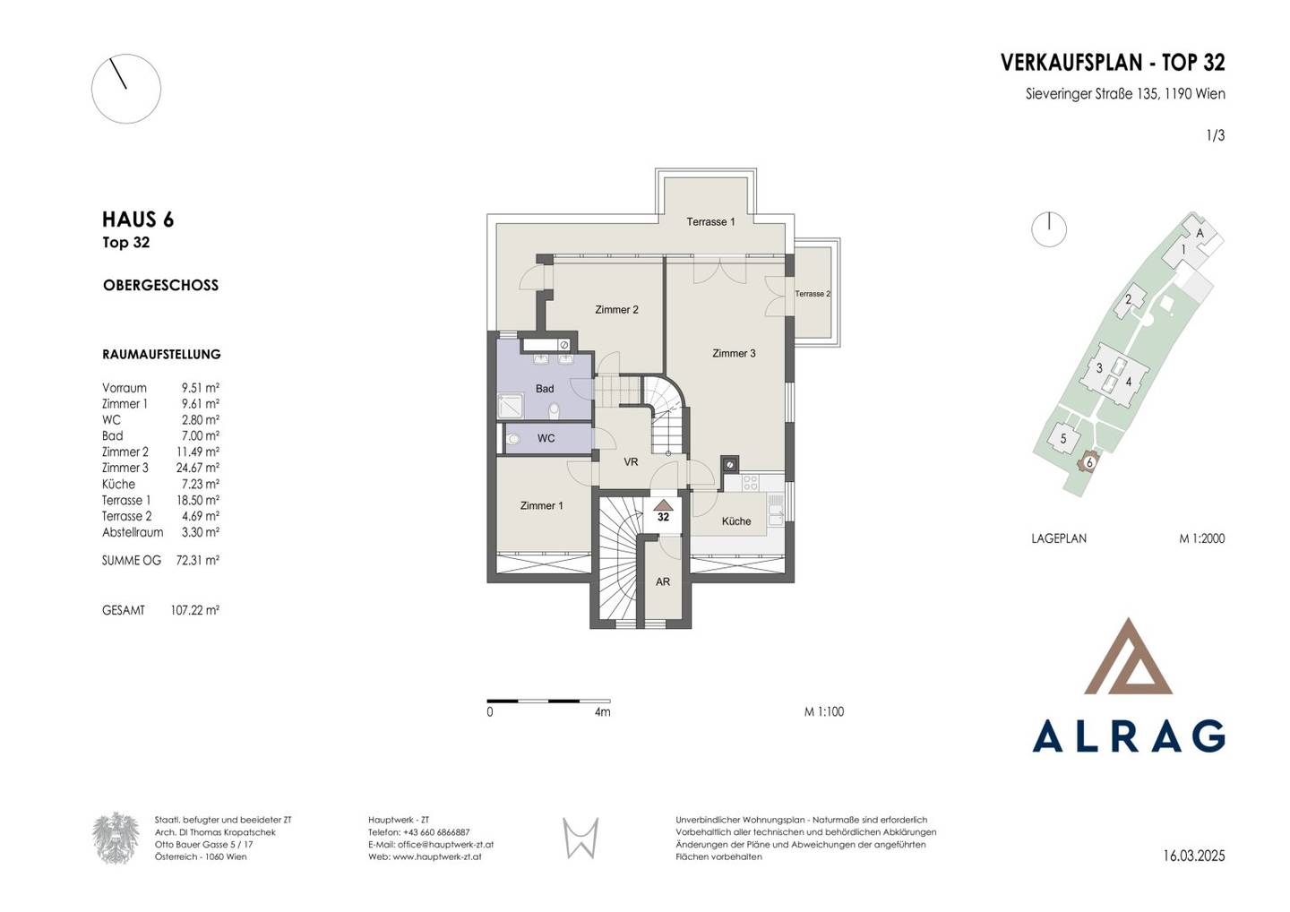 Klimatisierte Wohnung in Grünlage mit Terrassen