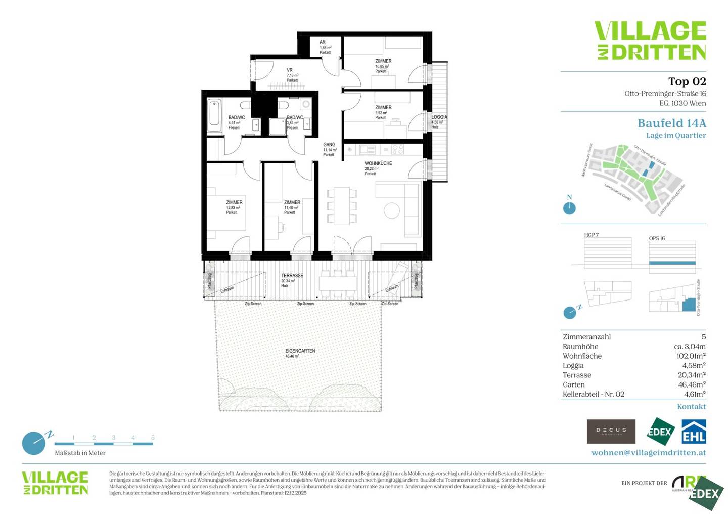 VILLAGE IM DRITTEN | ANLEGER | 5-Zimmer Wohnung mit Eigengarten - Ideal für Familien