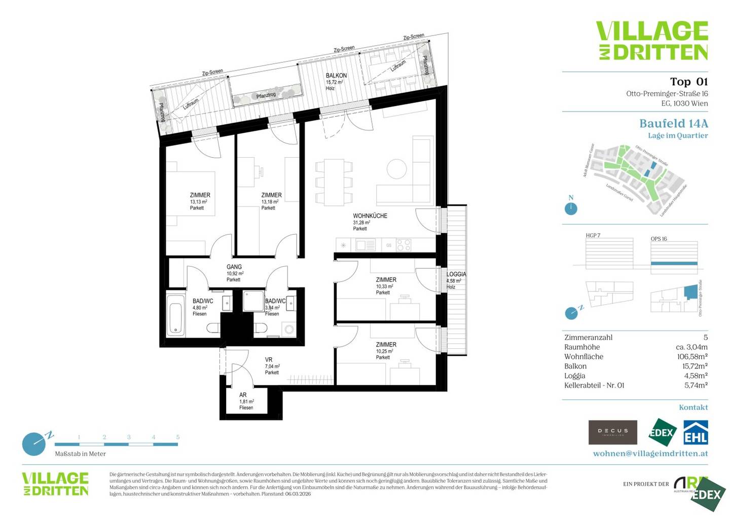 VILLAGE IM DRITTEN | FAMILIENHIT: 5-ZIMMER WOHNUNG MIT BALKON | ANLEGER