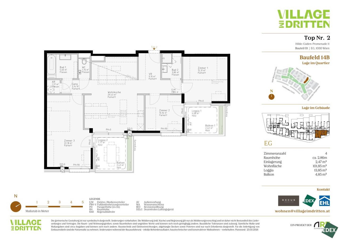 New build apartment with loggia and balcony
