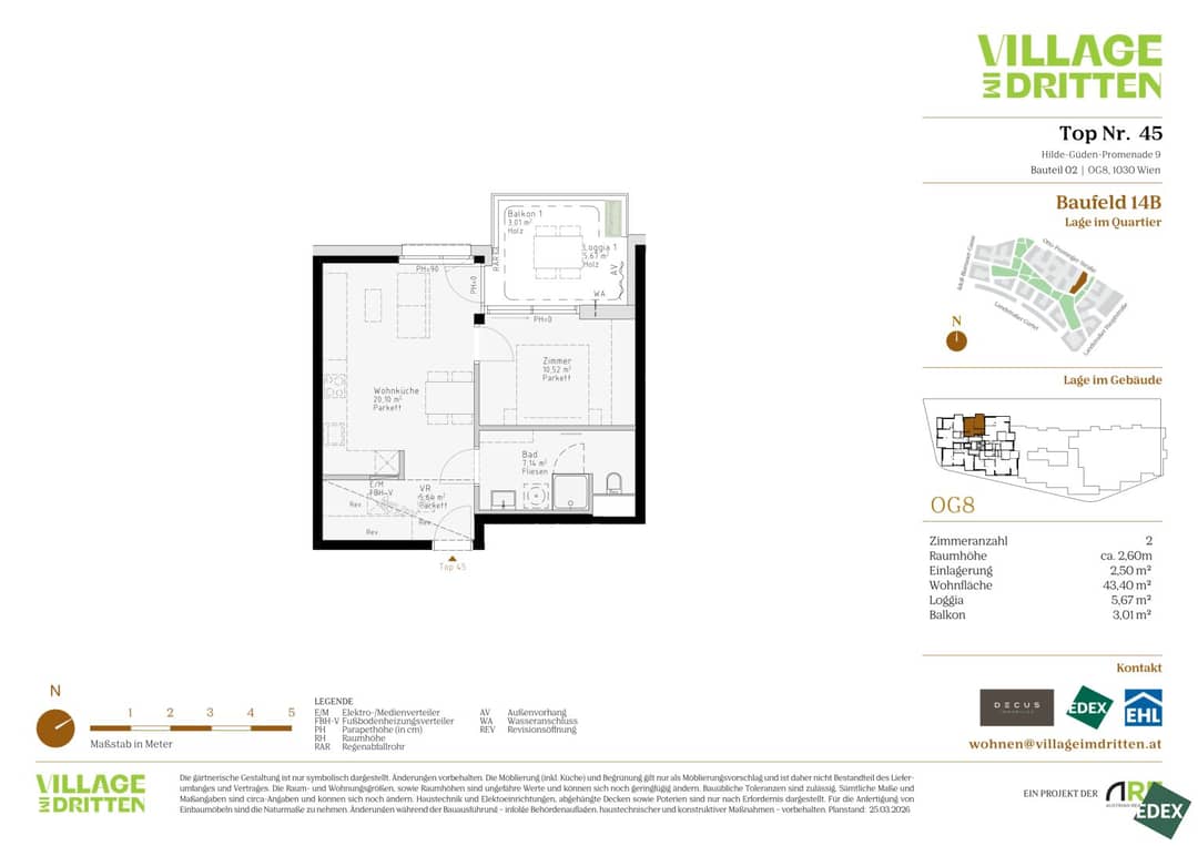 Newly built apartment with loggia near Bert Brecht Park