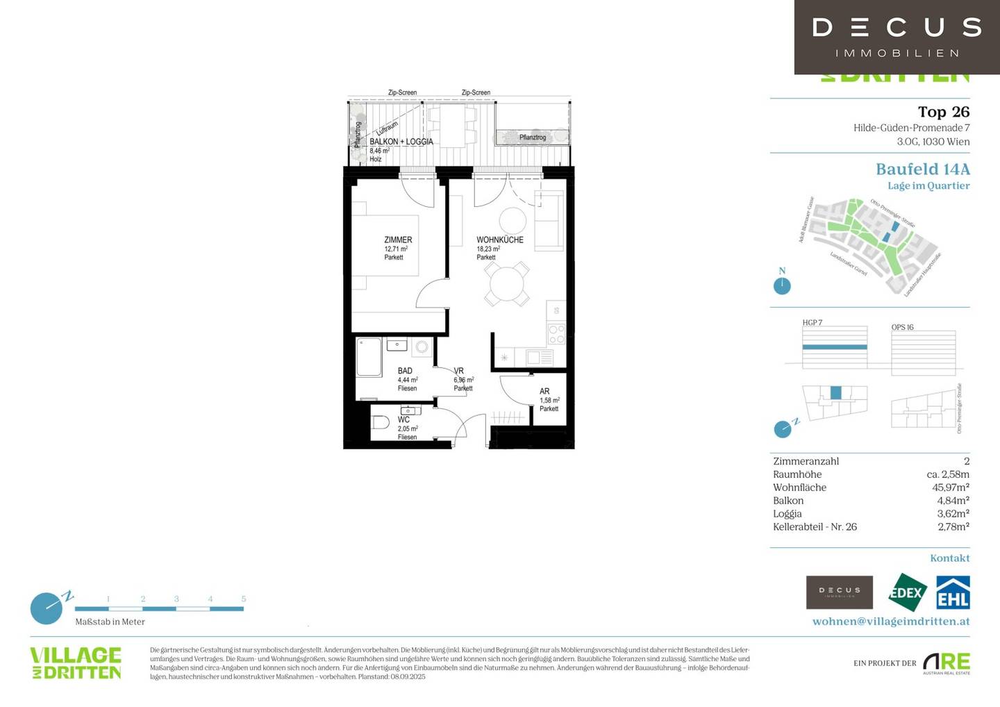Two rooms | Completion 2027 | VILLAGE IM DRITTEN | Balcony | Naturally outdoors | Building site 14A |