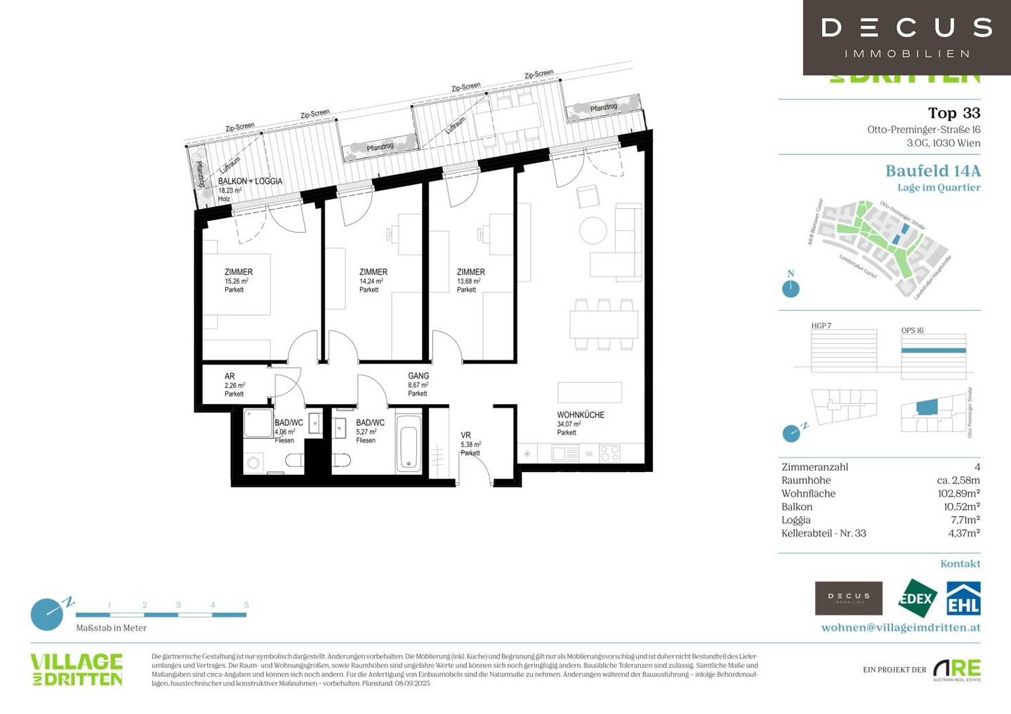 New build flat near Bert Brecht Park with balcony