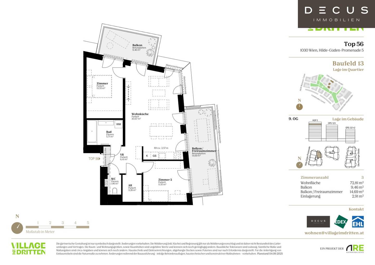 Village Third District apartment with park access