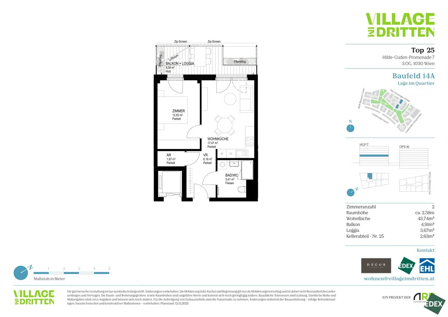 VILLAGE IM DRITTEN | MODERNE 2-ZIMMER ANLEGERWOHNUNG MIT BALKON | ANLEGER