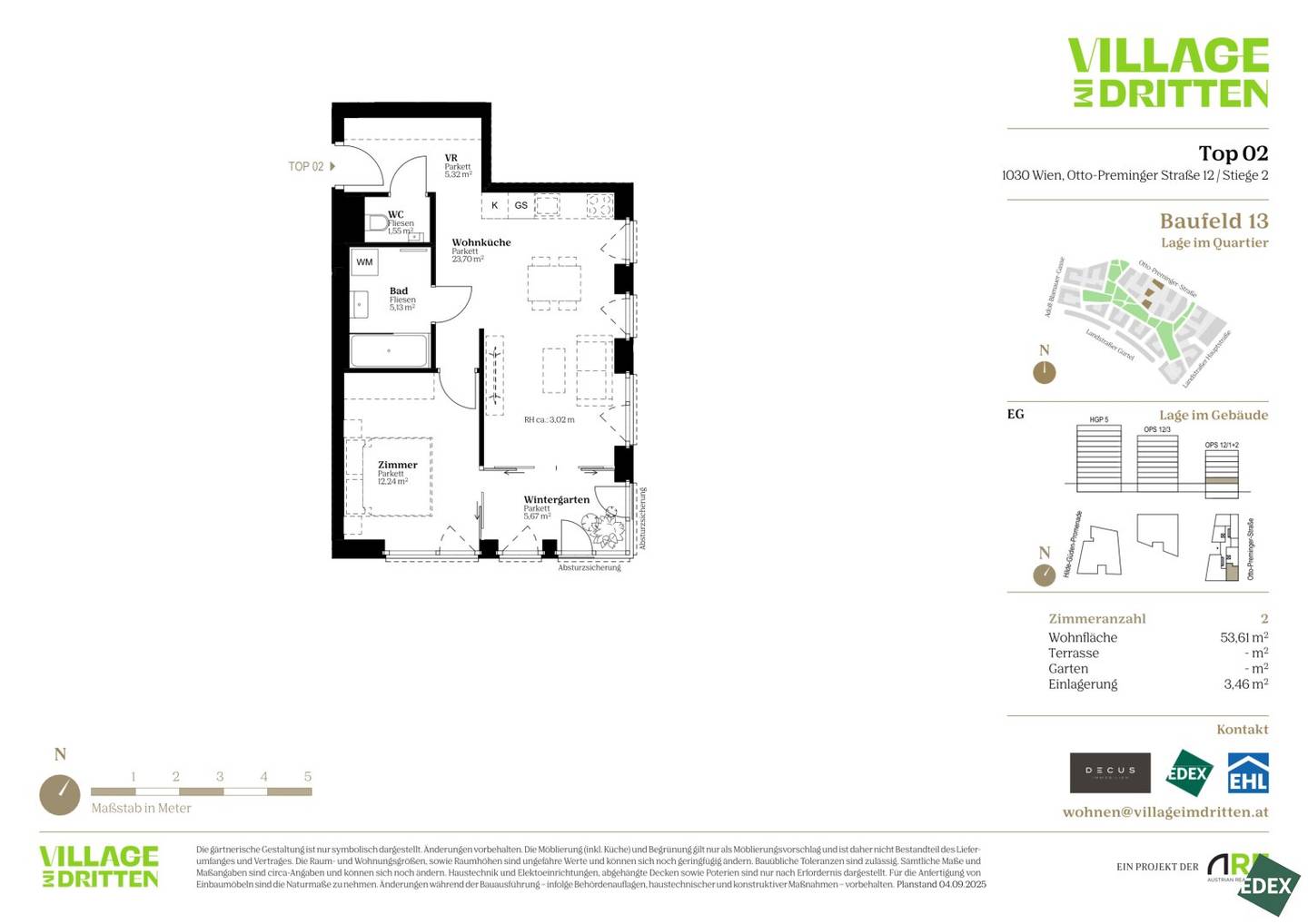 Moderne 2-Zimmer-Wohnung in Wien Landstraße, Erstbezug 2027, Balkon