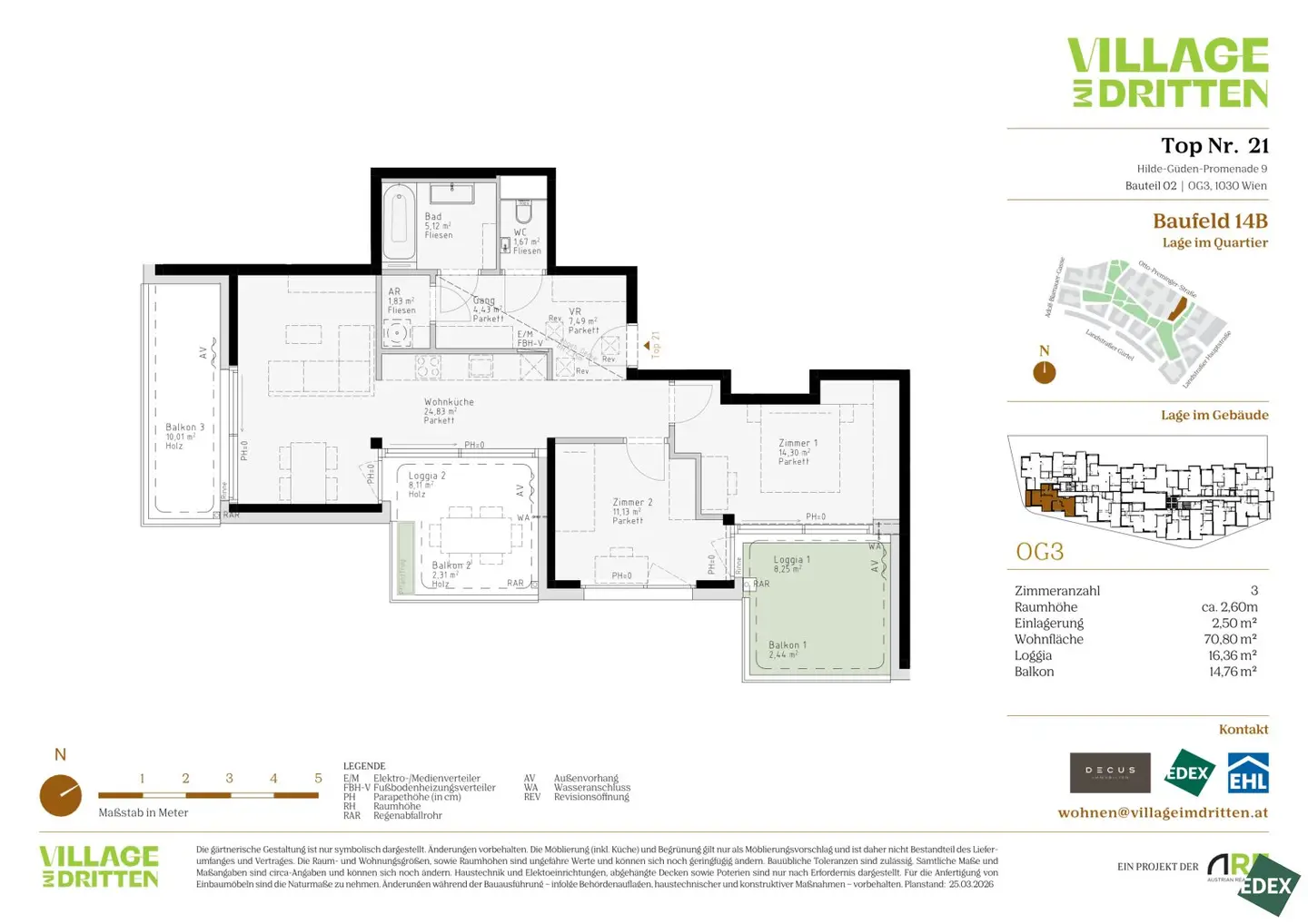 Helle Neubau-Wohnung mit Balkon in 1030 Wien, 3 Zimmer, 70 m²