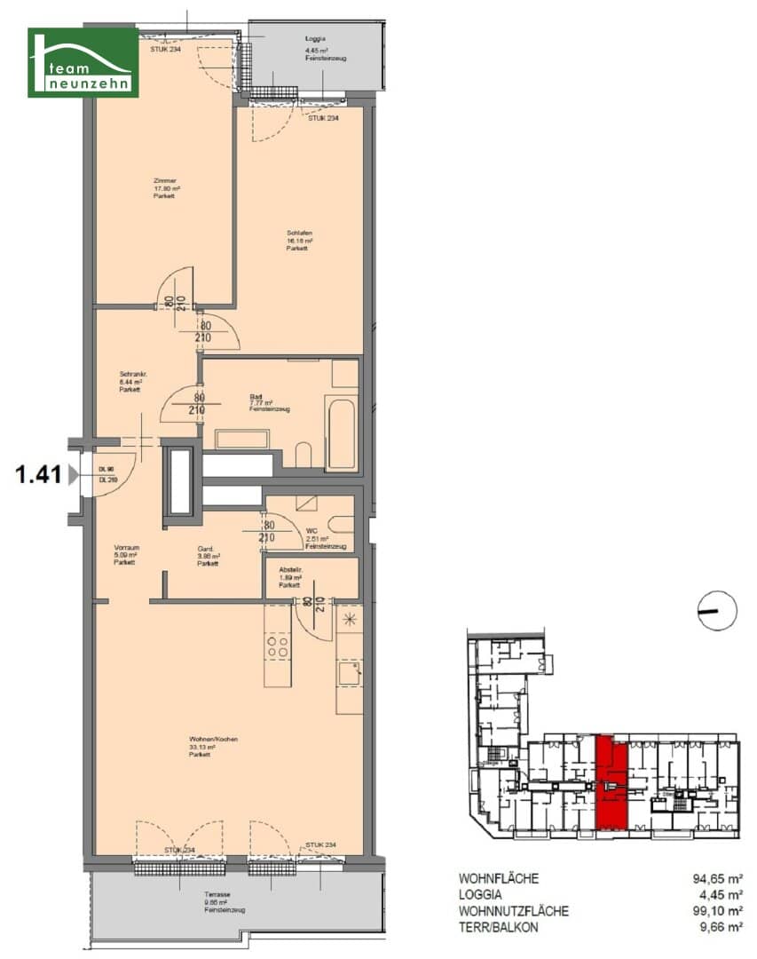 Spacious top-floor apartment with high-quality finishes including air conditioning