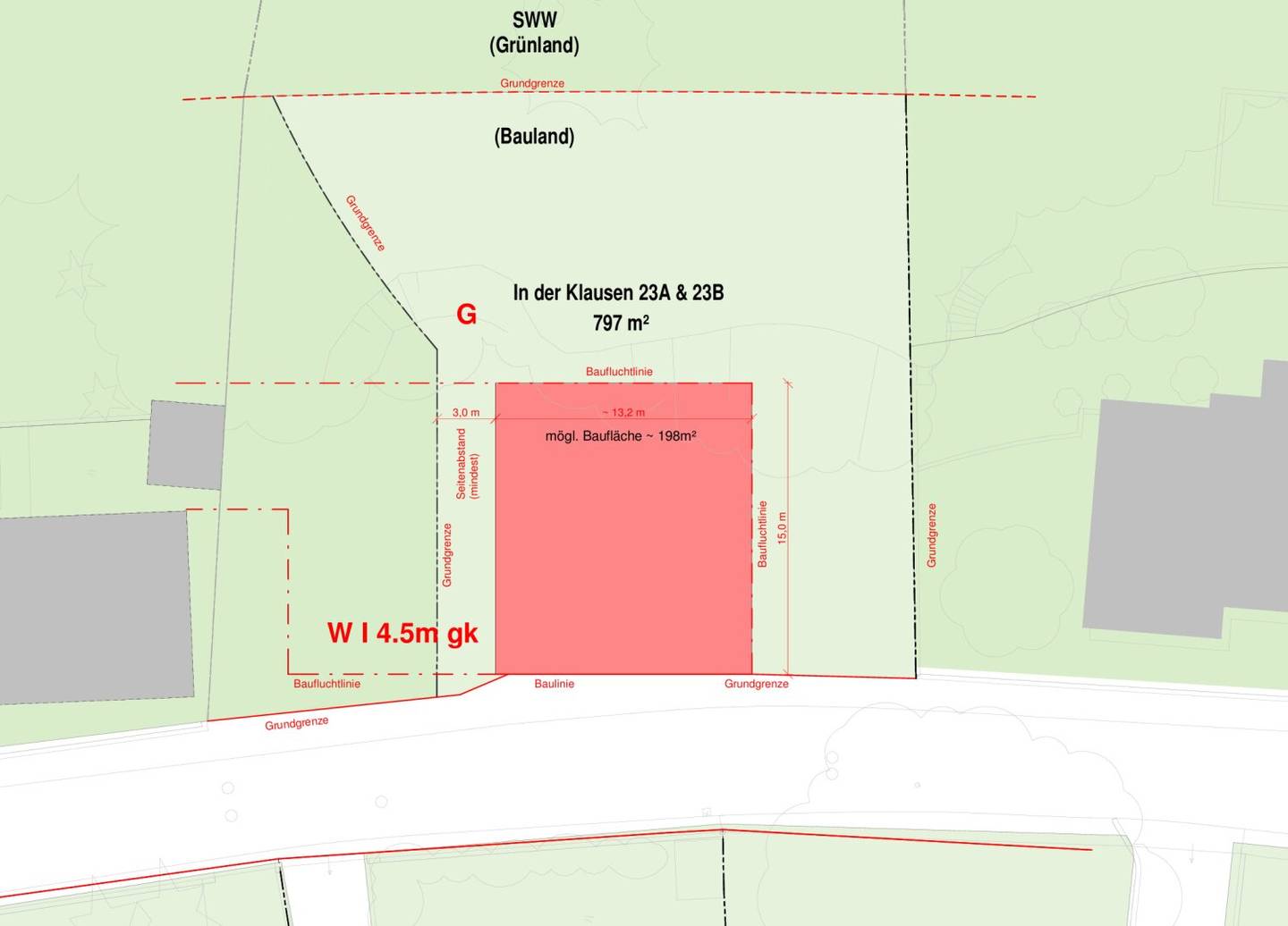 Großer Baugrund in Lainzer Tiergartennähe, 800 m², ruhige Villenlage