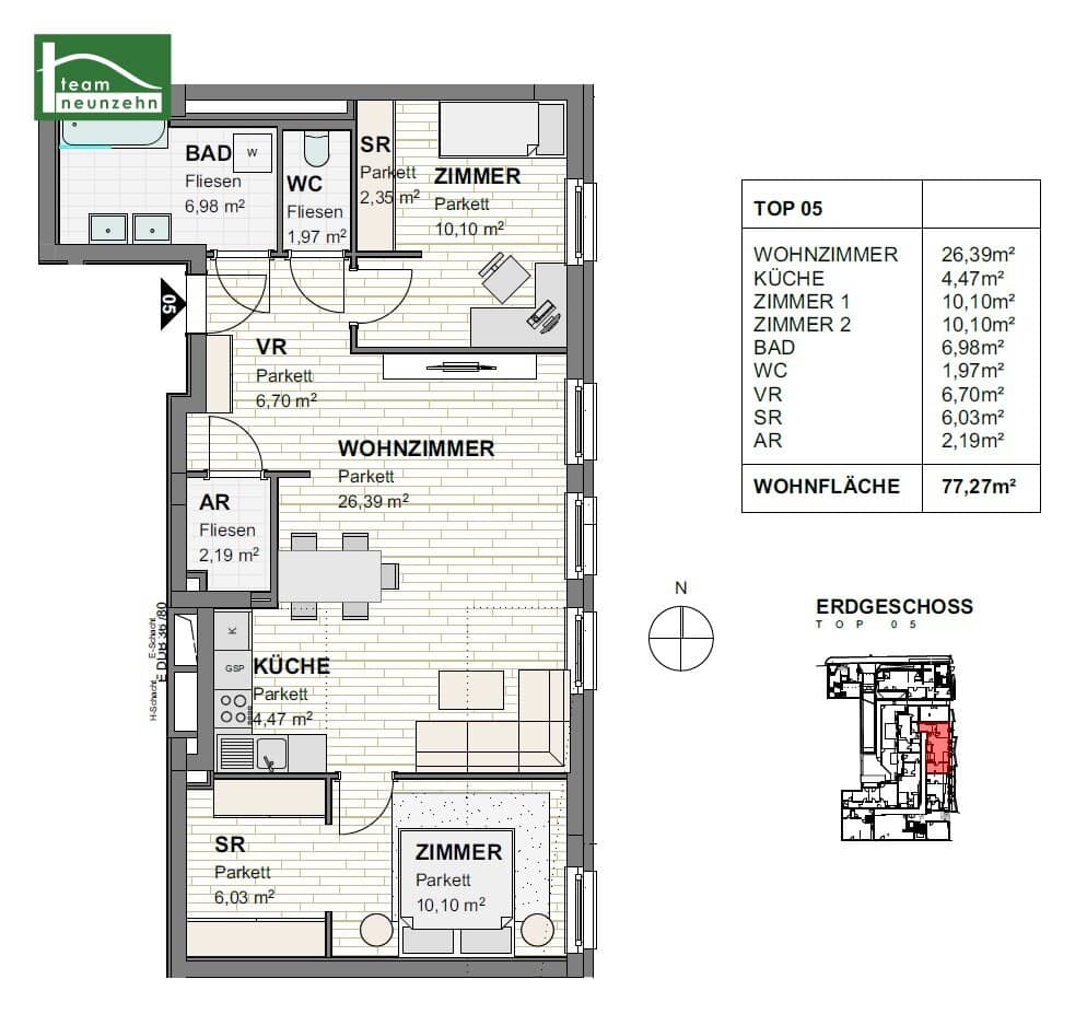 Ideal location near pedestrian zone: Spacious 3-room apartment in Karmeliterhof