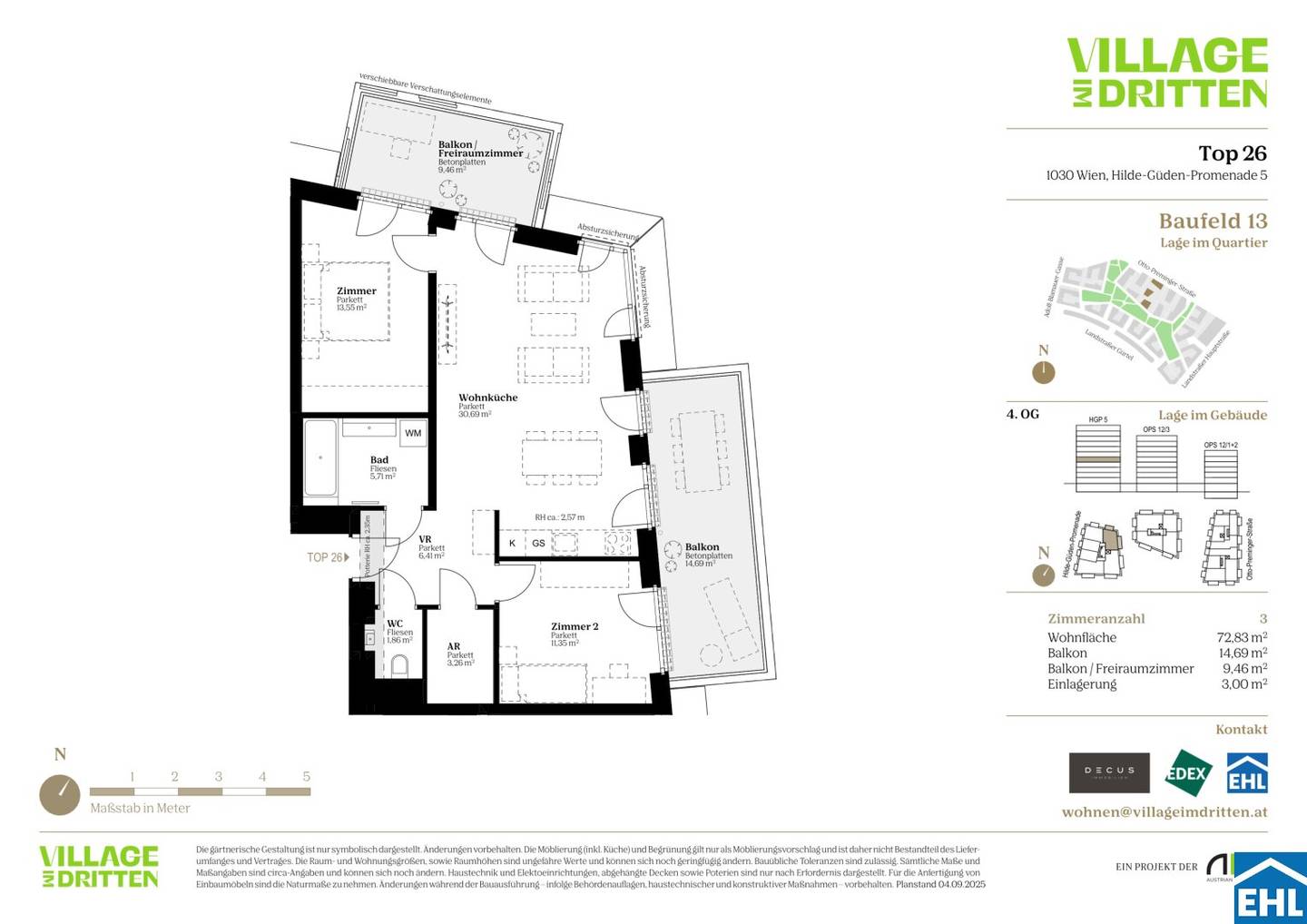 New build apartment Village park nearby