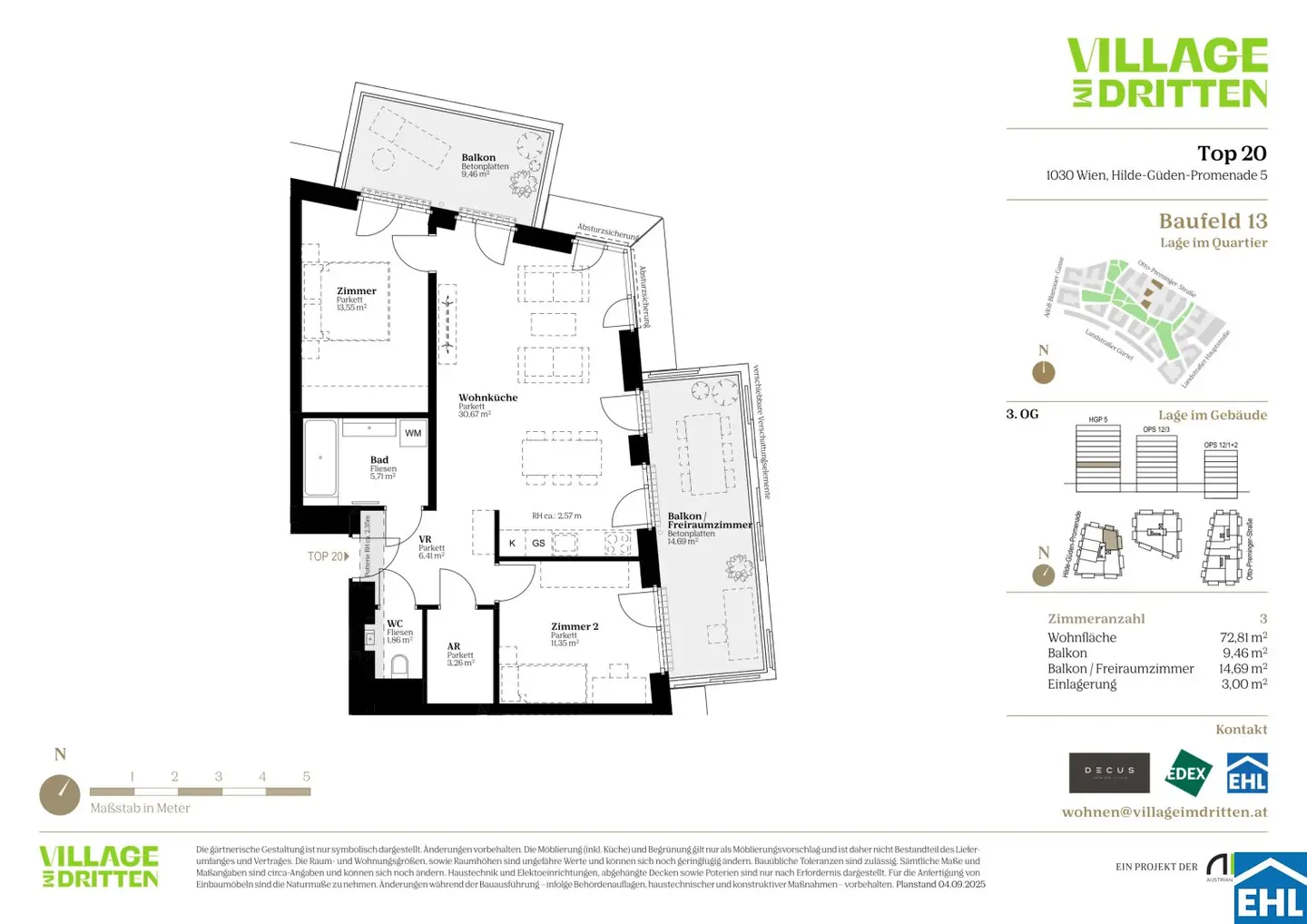 Apartment commission free directly at the park