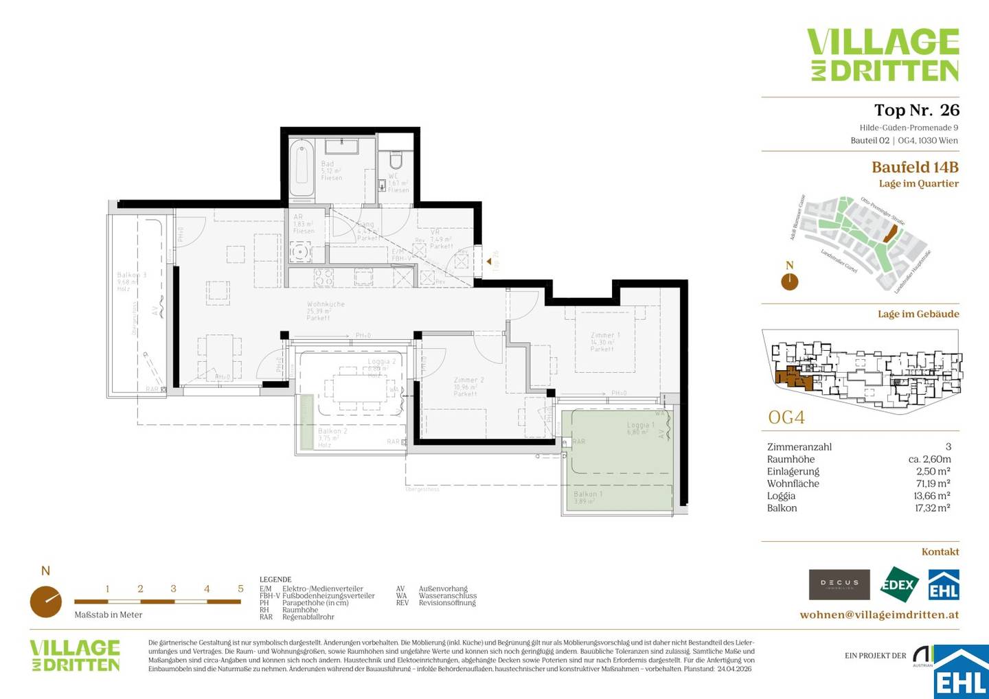 First occupancy apartment with loggia commission free