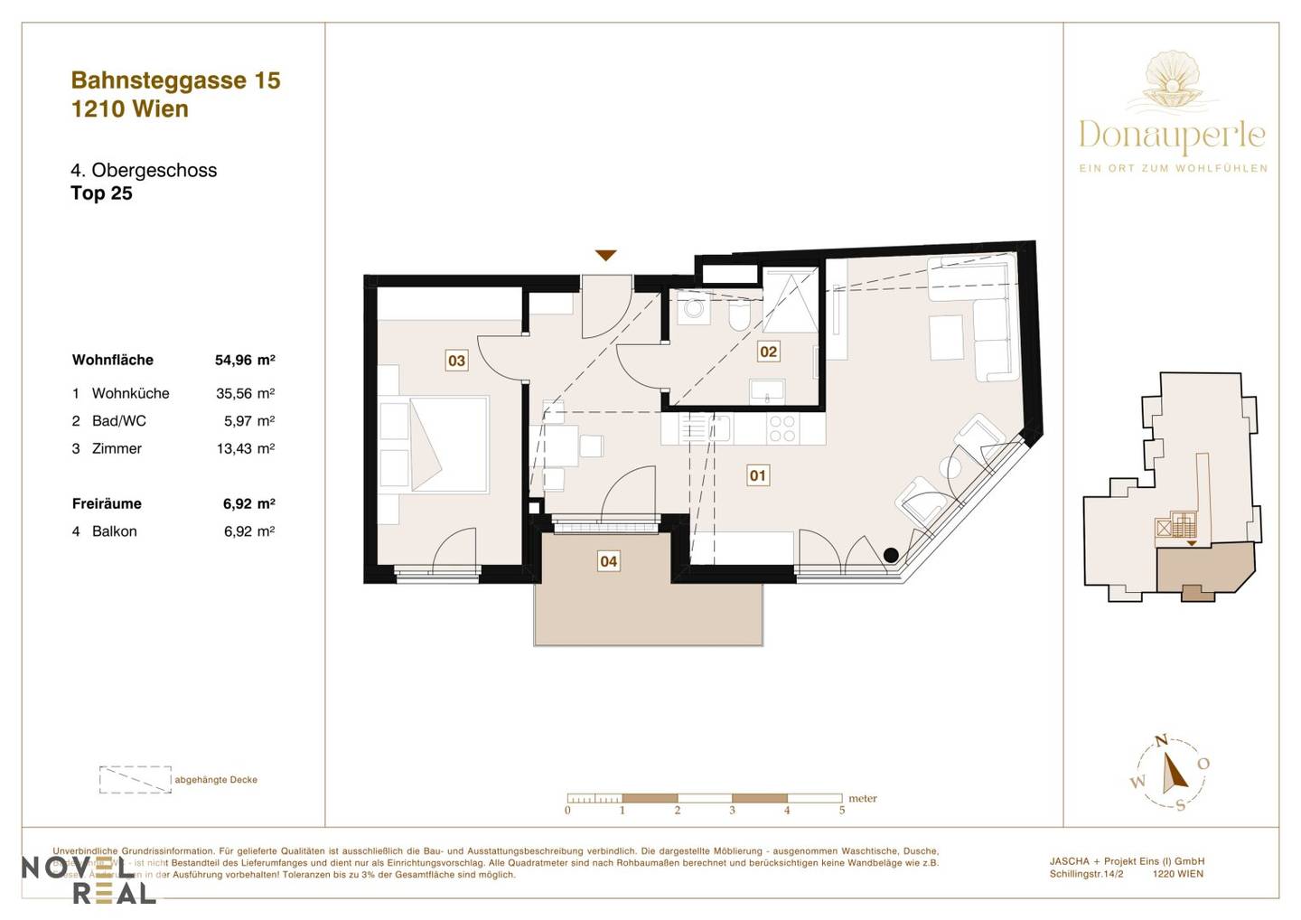 Newly built apartment Floridsdorf balcony Danube