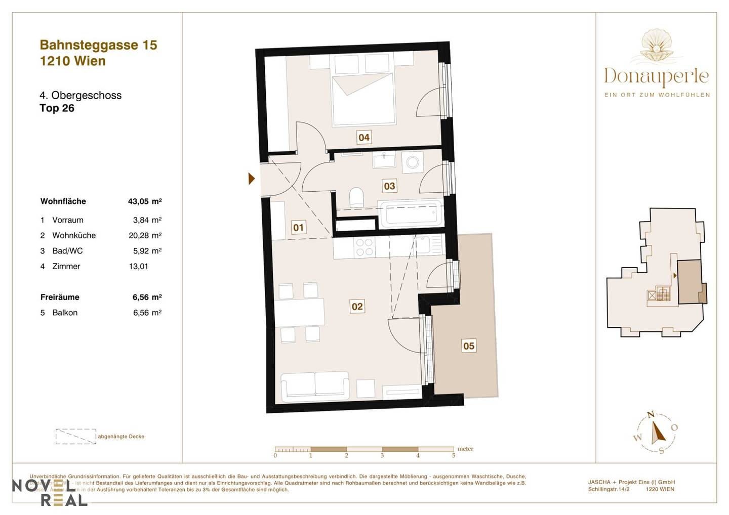 New build apartment with balcony and park view in Floridsdorf