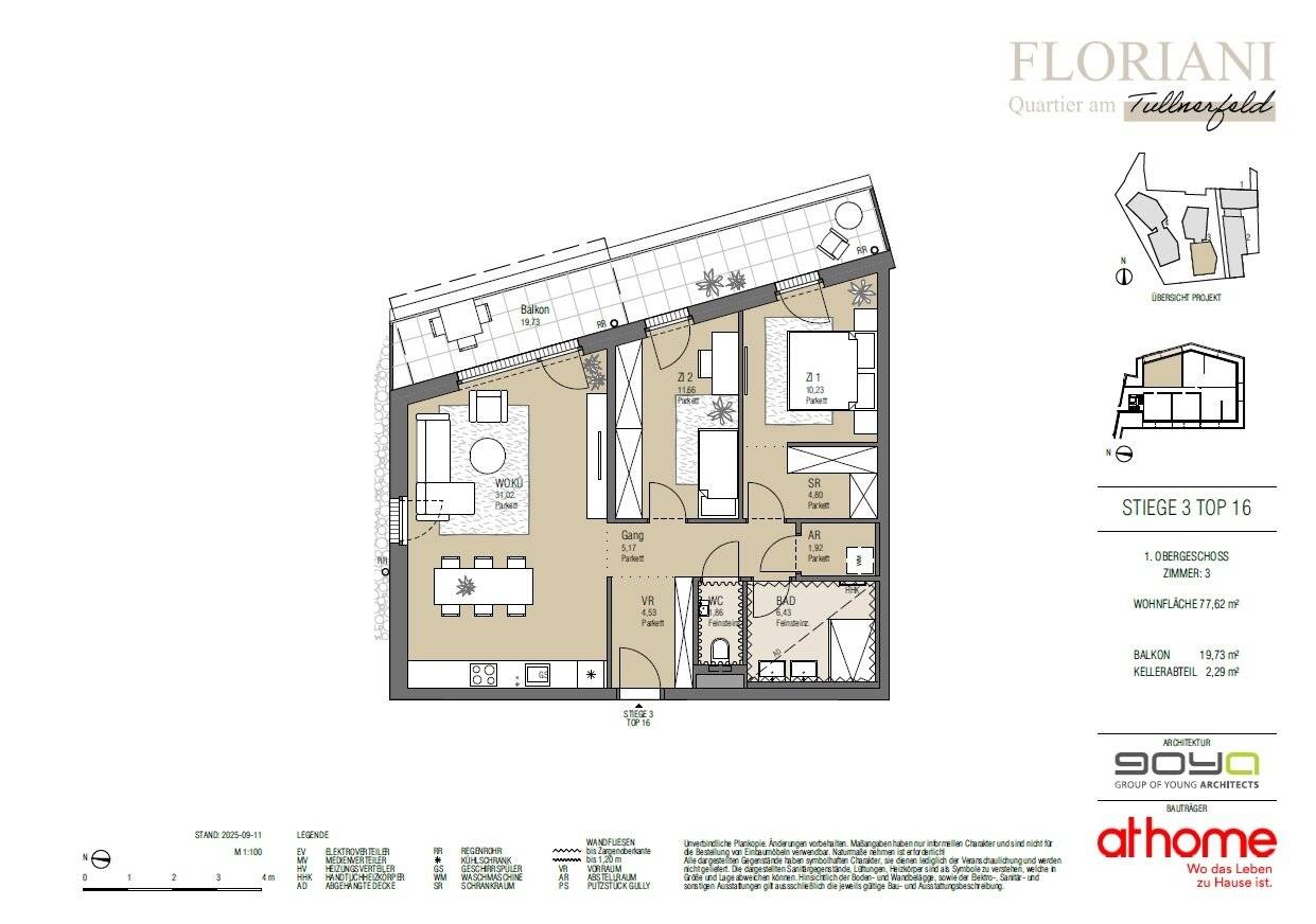 Apartment first occupancy new build balcony near train station