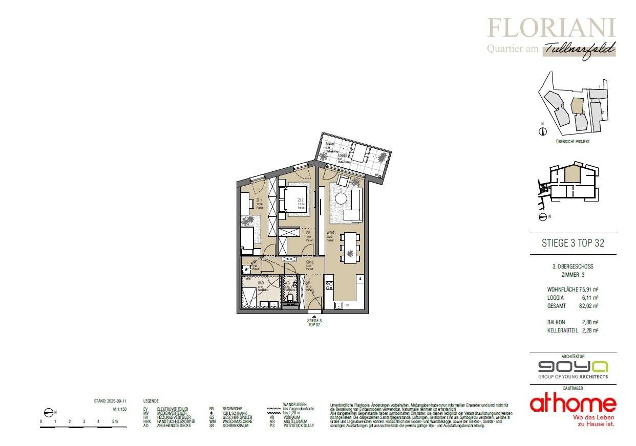 New build apartment with loggia and balcony on the top floor