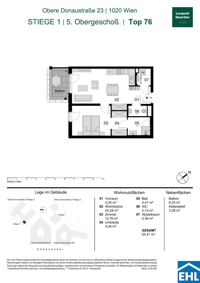 Wohnung LeopoldQuartier Holz Hybrid mit Balkon