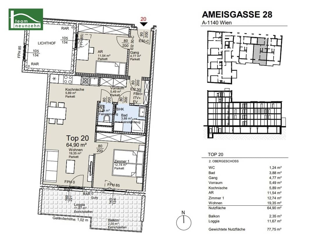 New 3-room flat with loggia in Penzing