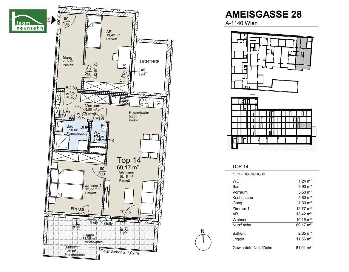 Charming investment apartment near Schönbrunn with 14 m² loggia and included kitchen, air source heat pump