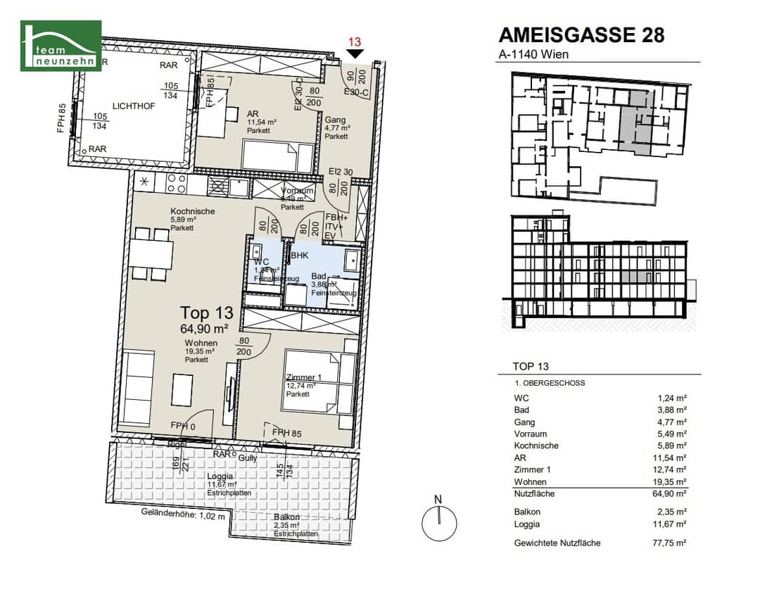 3-Zi.-Neubau-Wohnung Penzing 65m²