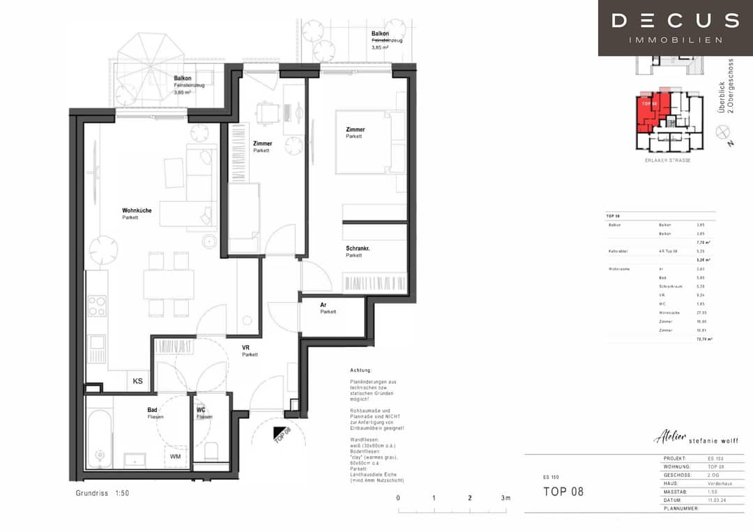Etagenwohnung in Wien-Liesing, 3 Zimmer, Balkon & Tiefgarage