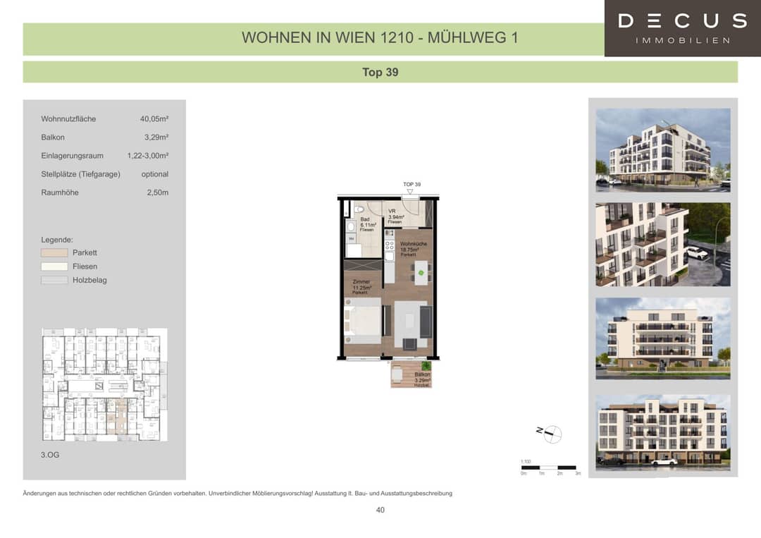 2-Zimmer-Etagenwohnung in Wien nahe Marchfeldkanal mit Balkon