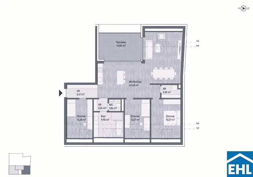 Wohnung Erstbezug Neubau mit großem Balkon zentrale Lage