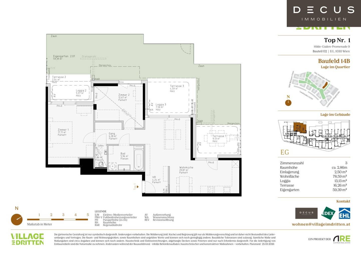 Ground floor apartment with garden loggia and park