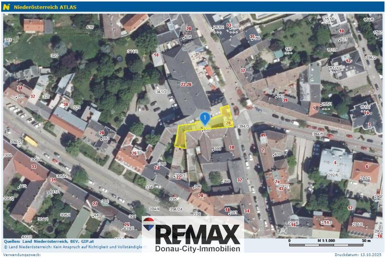 Baugrund in Baden bei Wien: 327 m², Innenstadtlage nahe Fußgängerzone