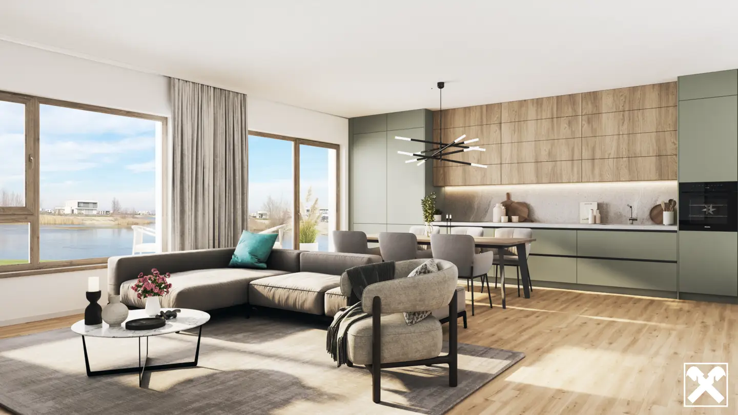 Apartment by the lake with open kitchen